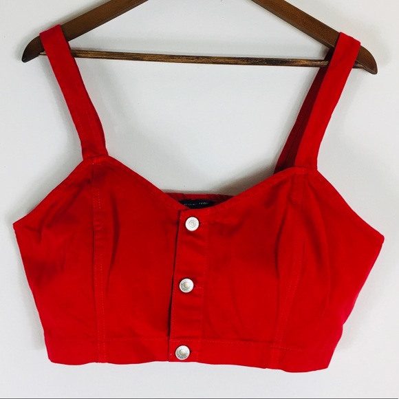 American Eagle Outfitters Tops - A & E Outfitters Red button down halter crop Sz 14